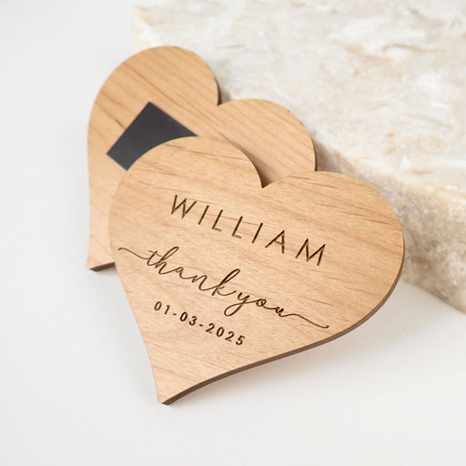 Customised Engraved Wooden Heart Shaped Wedding Place Card