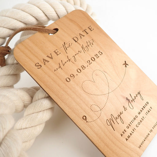 Personalised Engraved Name Wedding Wooden Save the Date