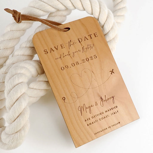 Engraved Wooden Save the Date