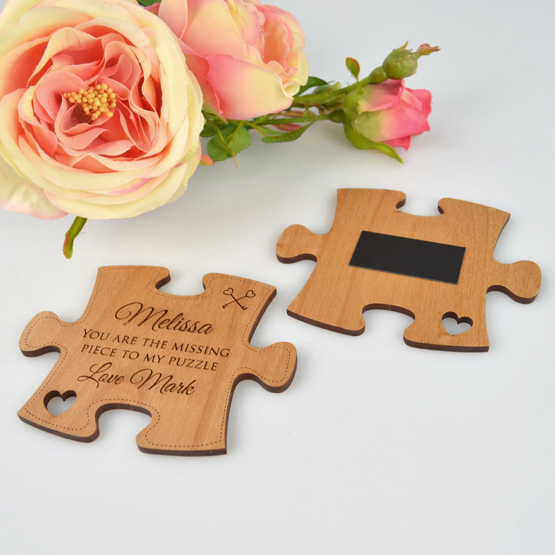 Engraved Wooden Puzzle Piece Fridge Magnet