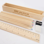 Personalised Engraved Wooden Teacher's Pencil Box Gift