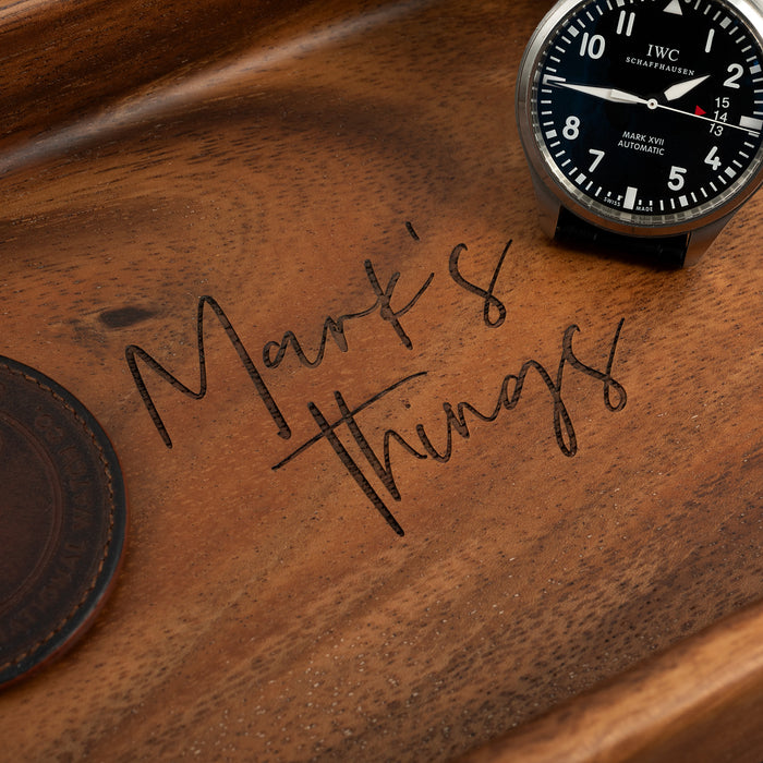 Customised Engraved Name Walnut Rectangle Trinket Tray