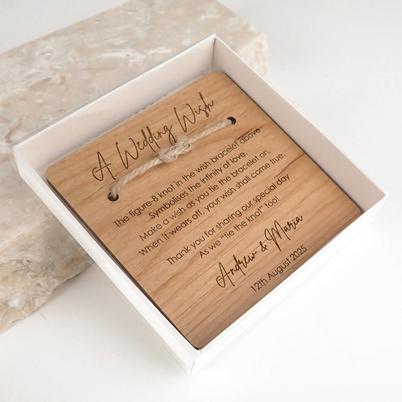 Personalised Engraved name Wedding Wish Bracelet Coaster Box