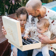 Custom Designed Engraved Father's Day Wooden Gift Boxed Decanter, Scotch Glasses and Whiskey Stone Set Present