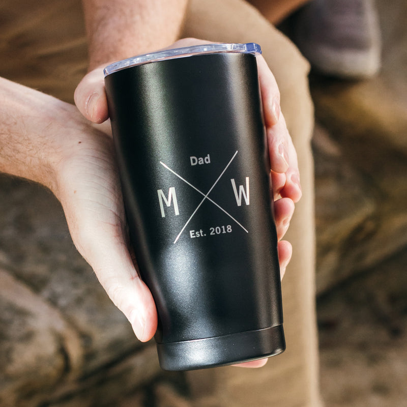 Personalised 590ml travel mug for Dad, engraved gift for Father’s Day