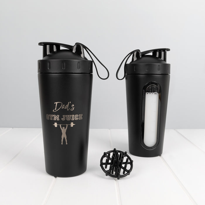 Custom engraved Father’s Day shaker bottle with mixing ball and window