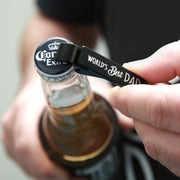 World’s Best Dad keyring bottle opener displayed with silver keyring attachment