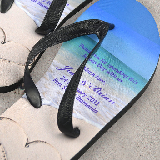 Photo printed wedding beach flip flops