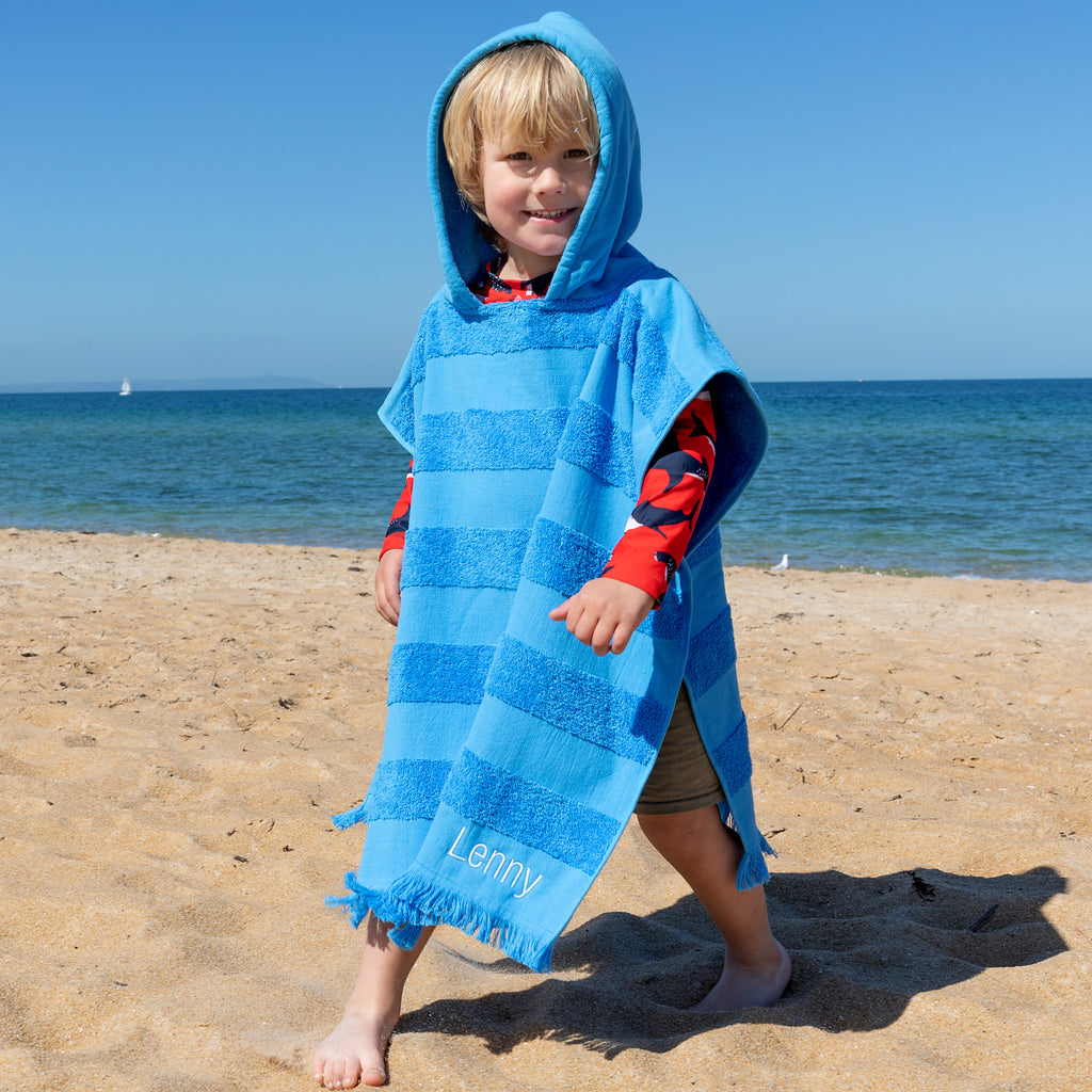 Embroidered Hooded Beach Towel Personalised Gift For Kids