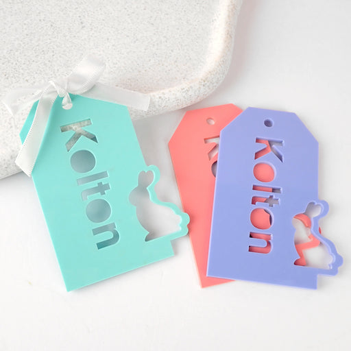 Personalised Laser Cut Name Green, Red, Purple Acrylic Easter Gift Tag