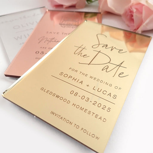 Mirror Silver & Gold Save the Dates