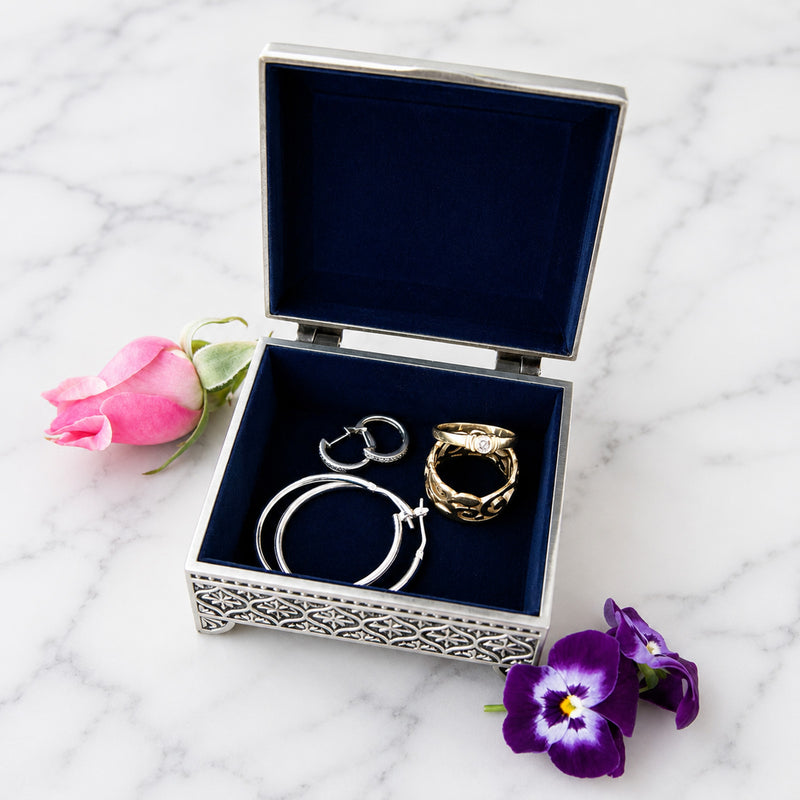 Engraved pewter jewellery keepsake box with soft lining, a thoughtful Mother’s Day or birthday gift