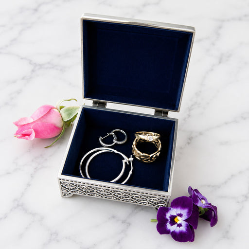 Engraved pewter jewellery keepsake box with soft lining, a thoughtful Mother’s Day or birthday gift