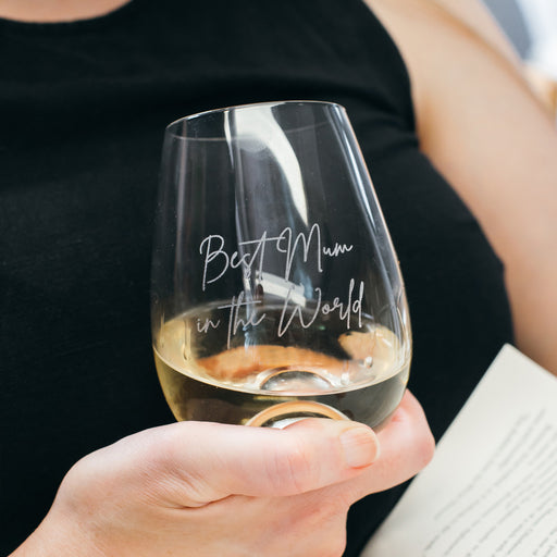 Mother's Day “Best Mum in the World” Stemless Wine Glass