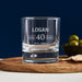 Personalised 40th birthday whiskey glass engraved with name and date – classic gift for whiskey, bourbon, and scotch lovers.