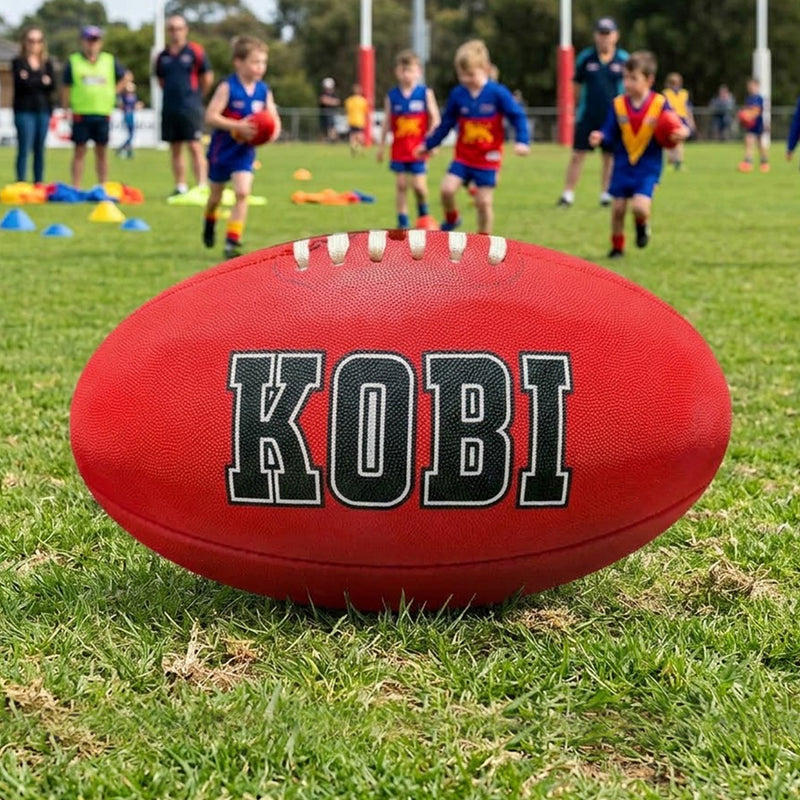 Personalised red Mi-Ball AFL football with custom name or surname