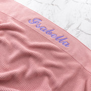 Soft cotton baby blanket personalised with embroidered first name