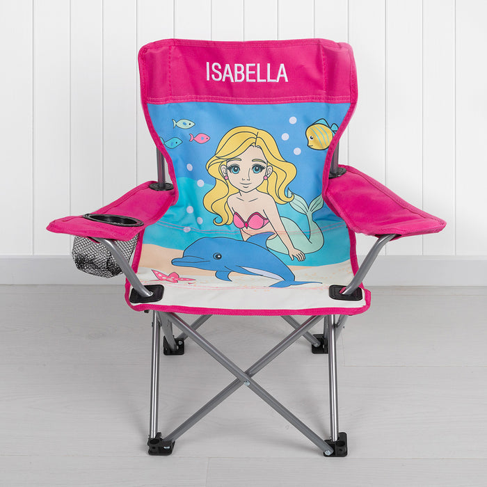 Personalised Kids' Foldable Beach Chair – Mermaid