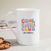 Bright teacher mug with Cool Teacher Club quote in bold colours