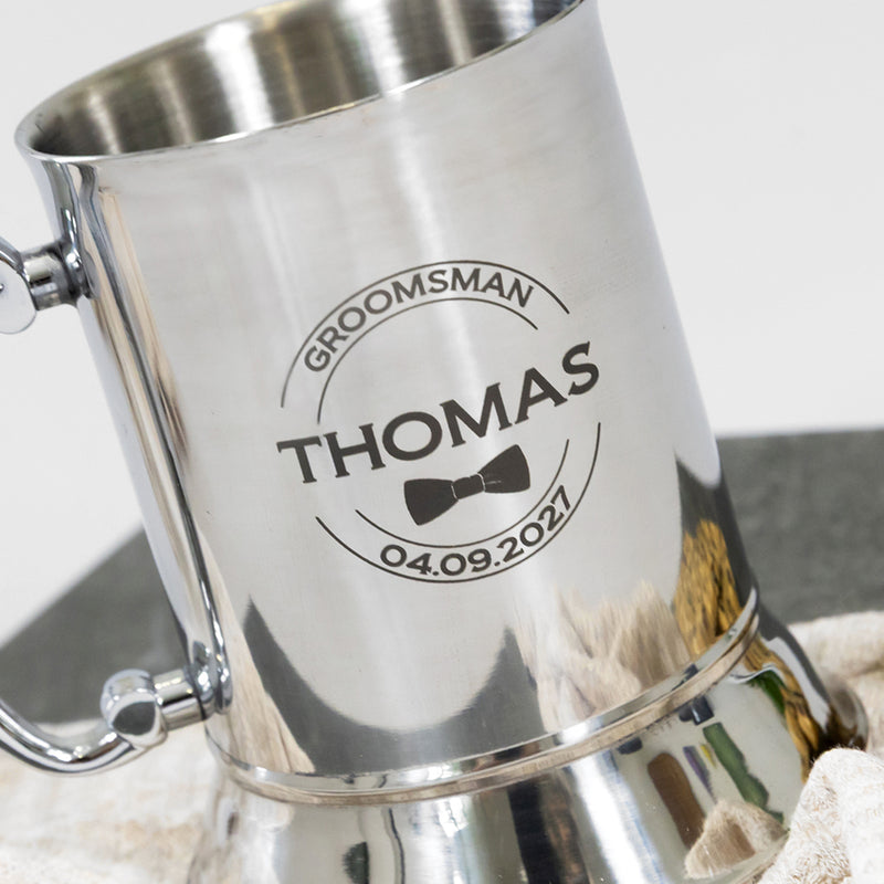 Personalised beer stein for Groom, Best Man, and Father of the Bride in gift box