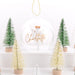 Personalised glass Christmas bauble with engraved name and angel inside featuring a gold halo