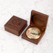 Brass compass gift in wooden box engraved with company logo or message