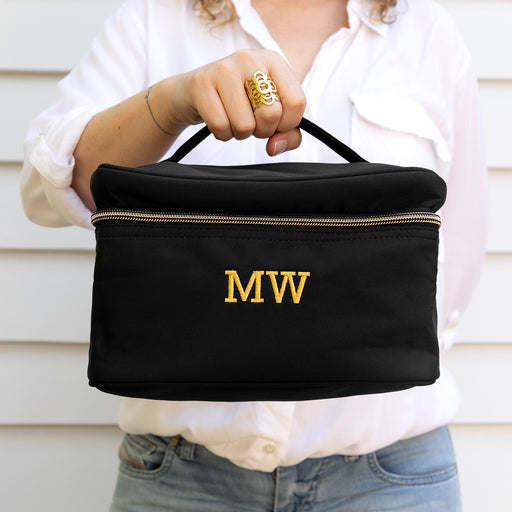 Personalised Embroidered Initials Black Cosmetic Case