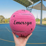 Personalised pink netball gift for players available in sizes 4 and 5