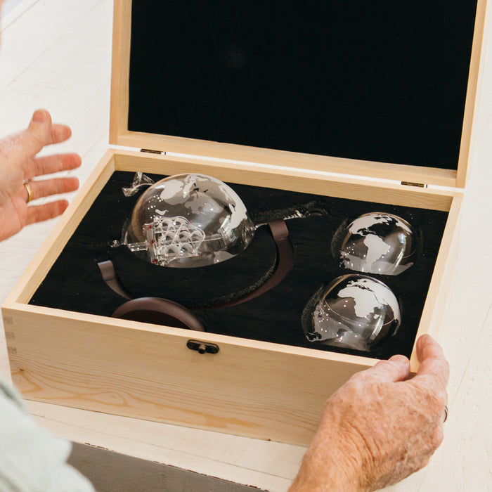 Father’s Day gift idea – custom globe decanter set with ship detail