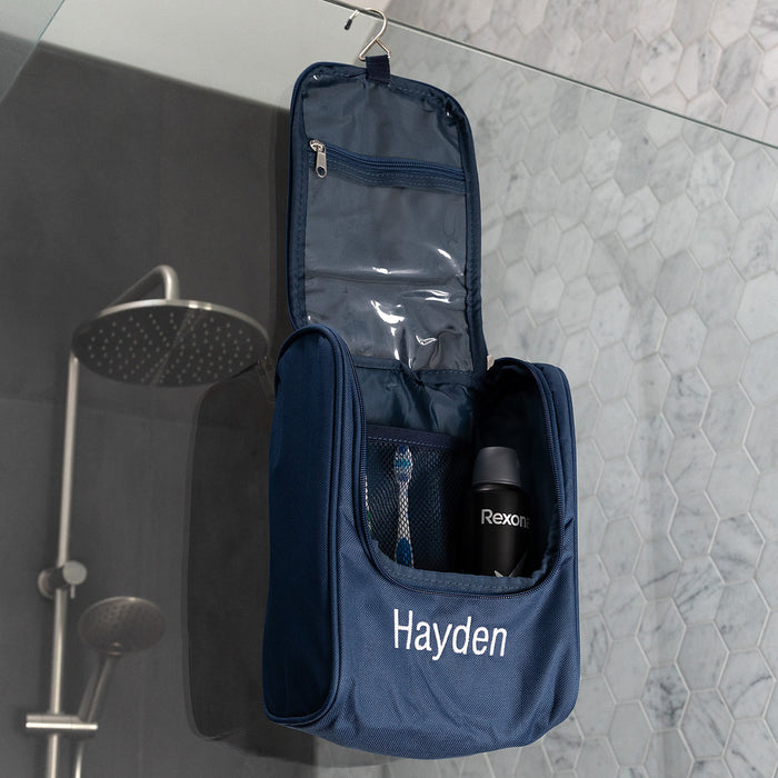 Personalised Hanging Toiletry Bag Navy