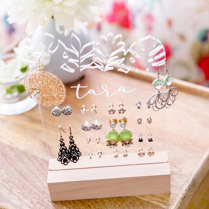 Personalised Engraved Clear Acrylic Jewellery Holder Mother's Day Gift