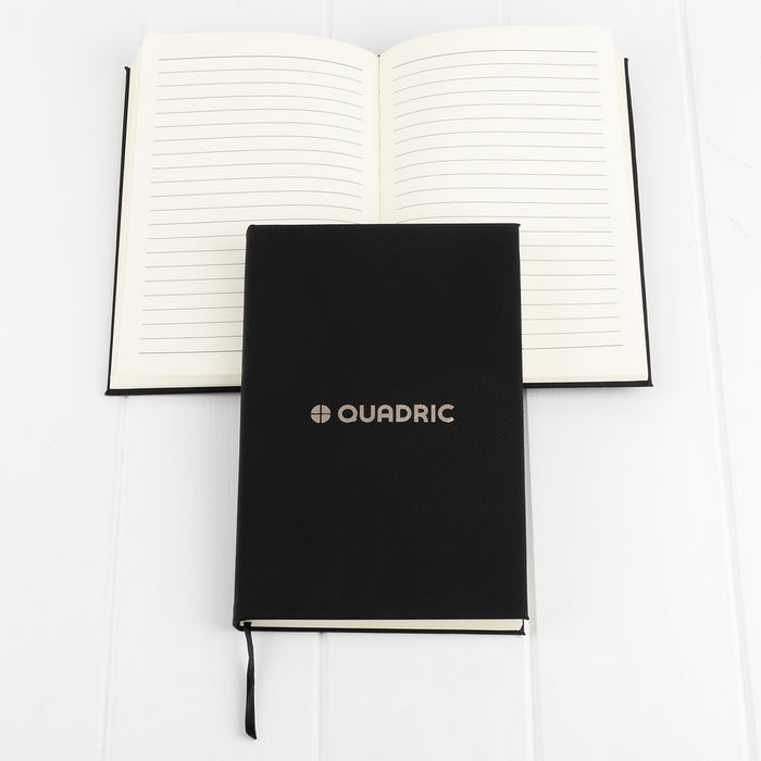 Branded leatherette notebook with logo engraving – professional business gift
