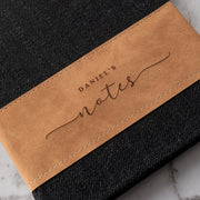 Stylish denim notebook with 80 lined pages and custom engraving