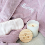 Mother’s Day pamper gift set with personalised robe and candle