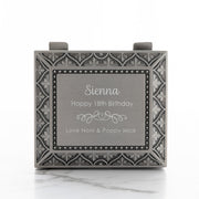 Custom pewter jewellery box for 1st, 18th or 21st birthday milestone gift