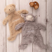 Personalised Embroidered White Kid's Name Plush Sheep and Bear Comforter Toy