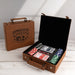 Personalised poker set gift box with engraved name on leatherette case