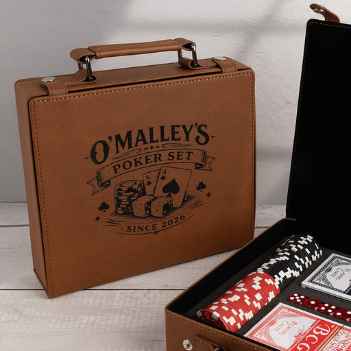 Gift boxed poker set with chips, cards and dice for Father’s Day or birthday