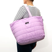 Stylish and spacious puffer tote, embroidered with initials and machine washable