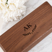 Engraved wooden glasses case personalised with name, initials or custom design