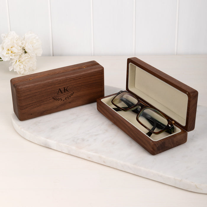 Custom reading glasses holder for bedside or travel