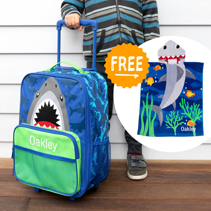 Personalised Shark Trolley Case With Free Matching Hooded Beach Towel