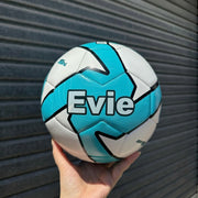 Blue Deploy soccer ball personalised with first name in black