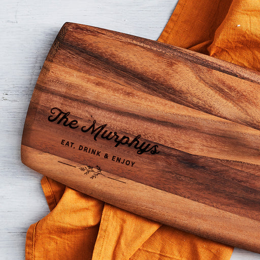 Custom engraved walnut serving board, perfect foodie gift for holiday entertaining