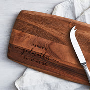 Custom laser etched serving board for Godparents, ideal keepsake and practical gift