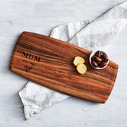 Personalised walnut tapas board for Mother's Day with custom engraved message