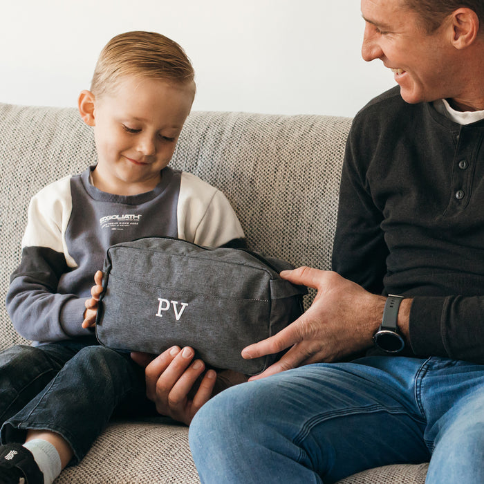 Embroidered toiletry bag gift for Father’s Day or birthday