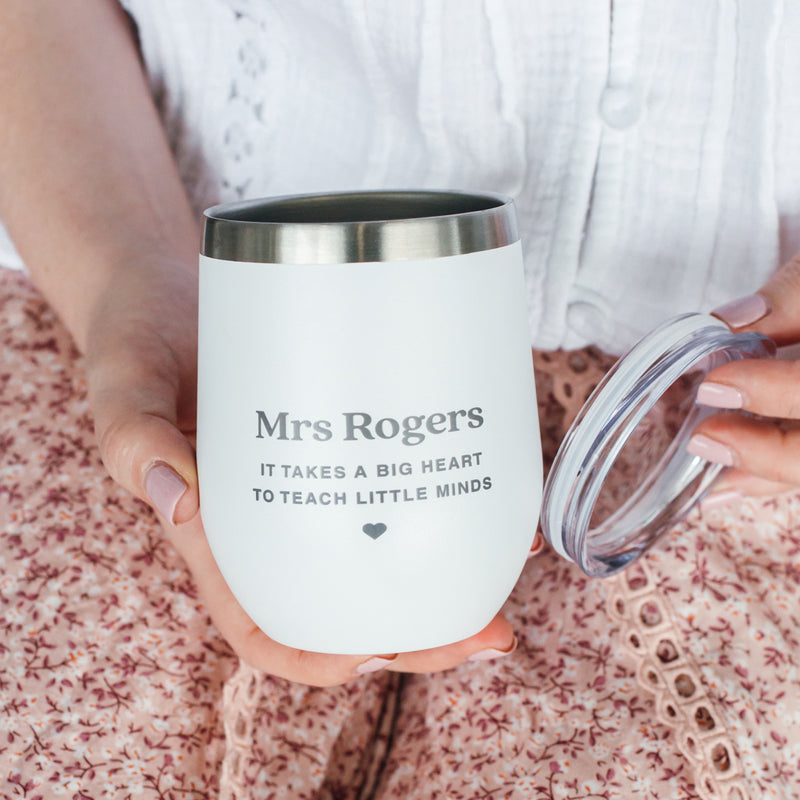 Personalised stainless steel insulated coffee cup gift for teachers