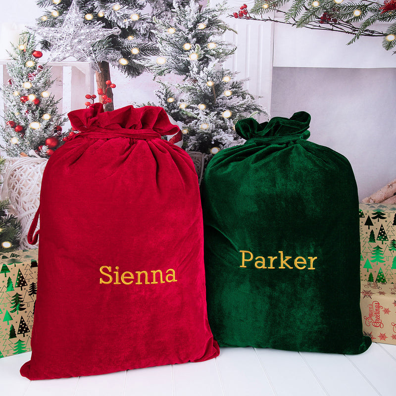 Personalised Velour Velvet Santa Sack