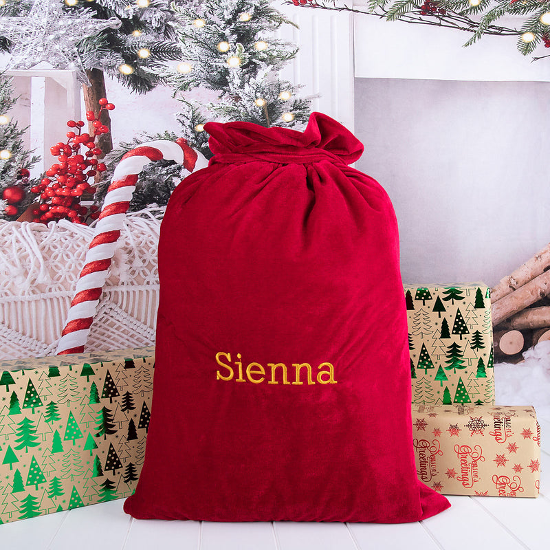 Personalised Velour Velvet Santa Sack